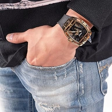 Guess Legend Black Dial Leather Strap Watch GW0500G1
