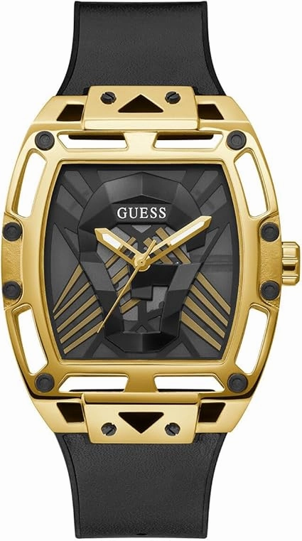 Guess Legend Black Dial Leather Strap Watch GW0500G1