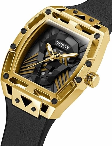 Guess Legend Black Dial Leather Strap Watch GW0500G1
