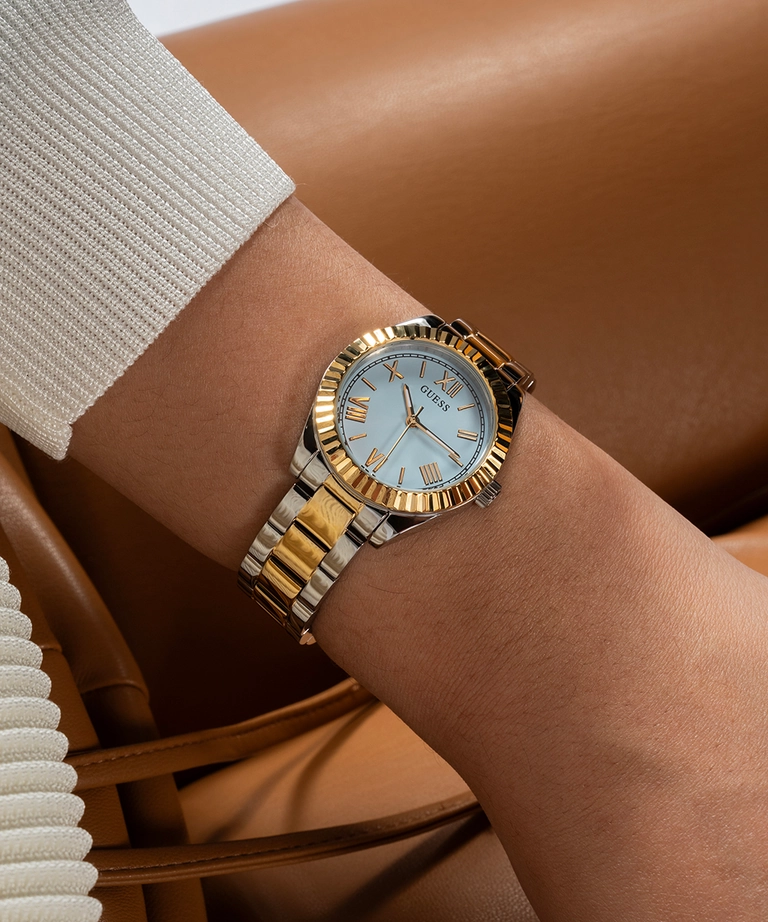 Guess Mini Luna Blue Dial Two Tone Stainless Steel Watch GW0687L4
