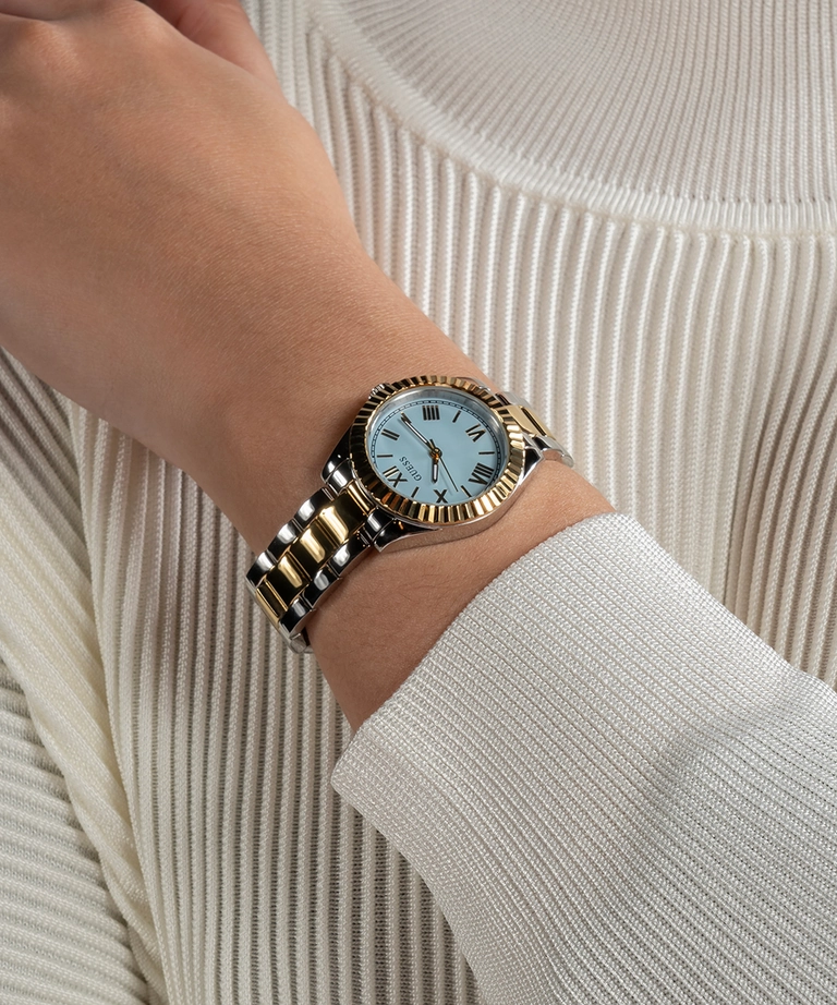Guess Mini Luna Blue Dial Two Tone Stainless Steel Watch GW0687L4