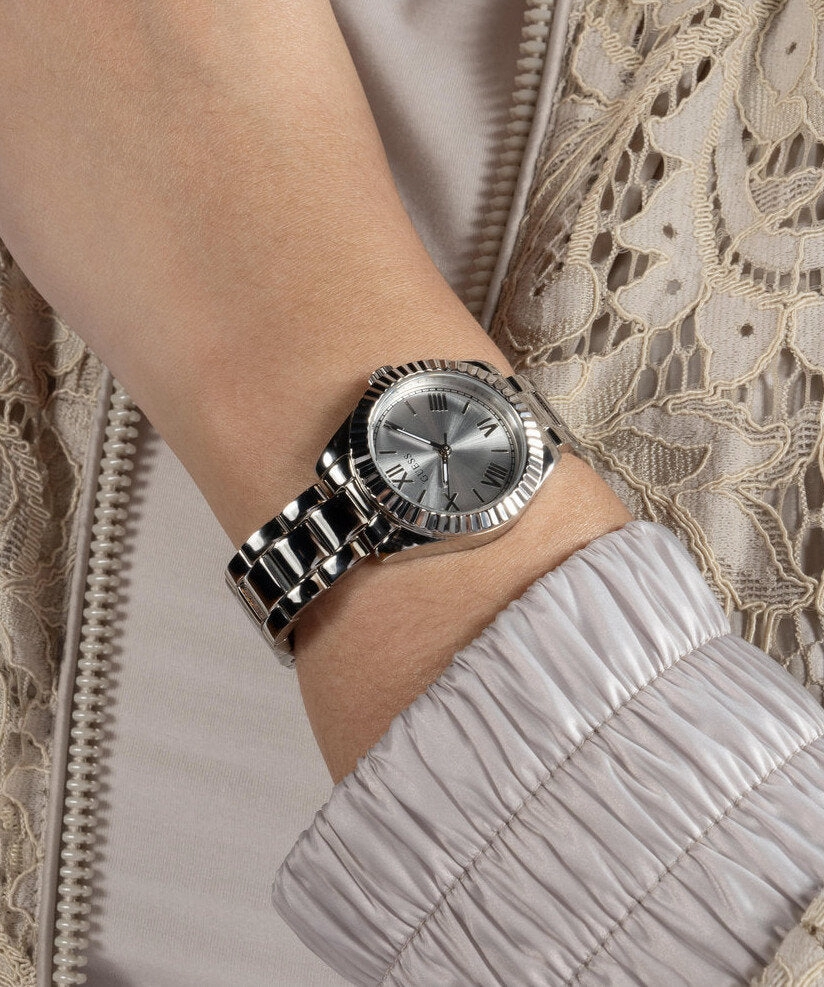 Guess Mini Luna Silver Dial Stainless Steel Watch GW0687L1
