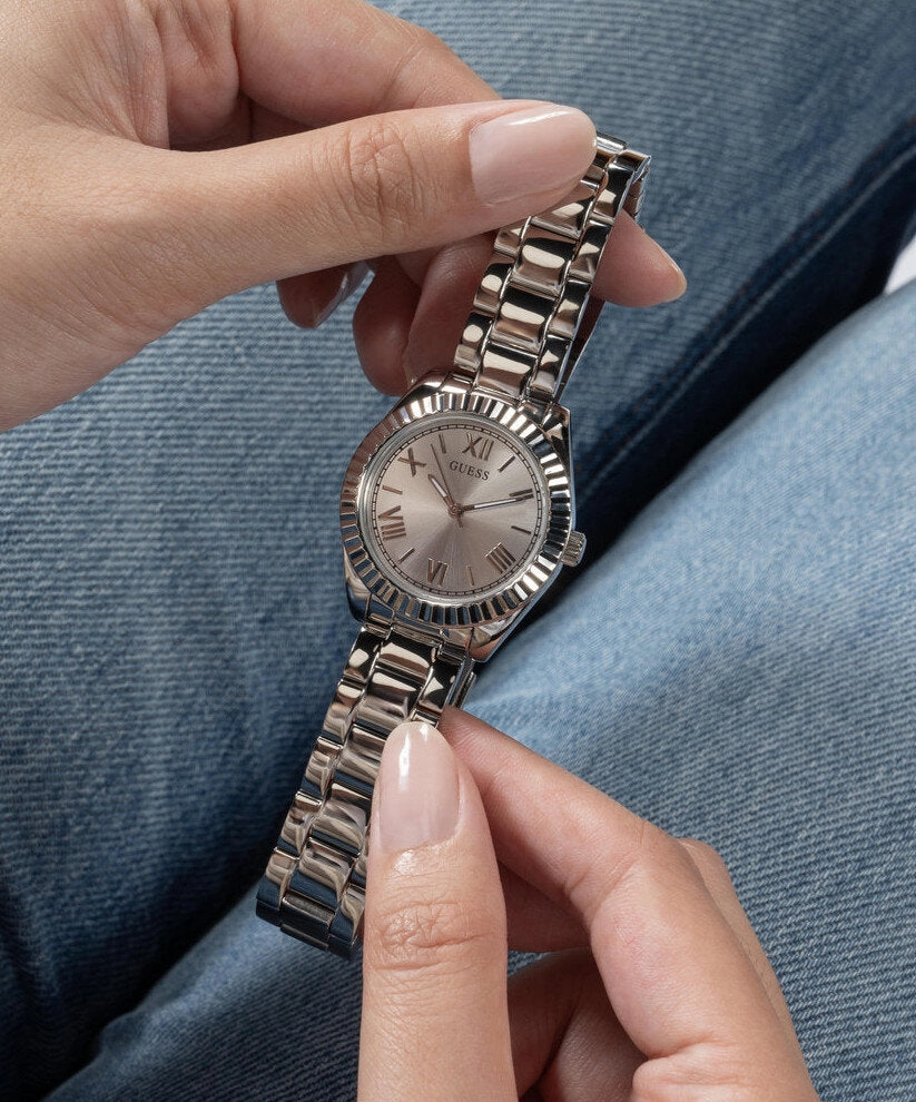 Guess Mini Luna Silver Dial Stainless Steel Watch GW0687L1