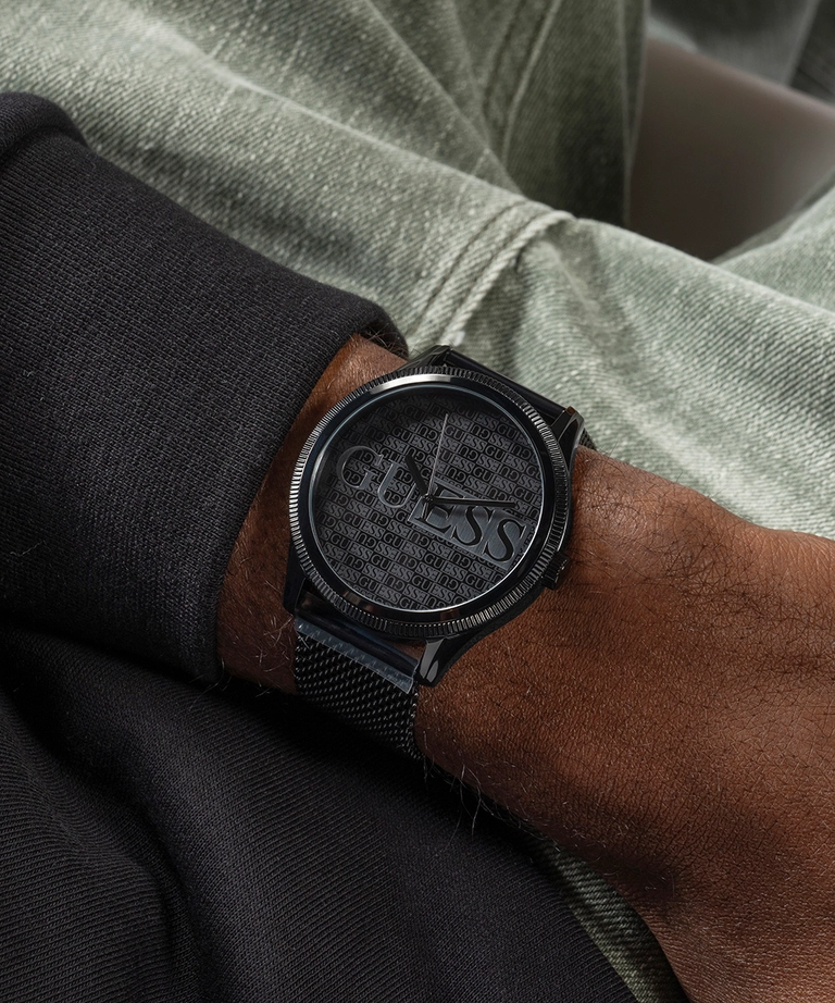 Guess Reputation Black Dial Black Tone Analog Watch GW0710G3