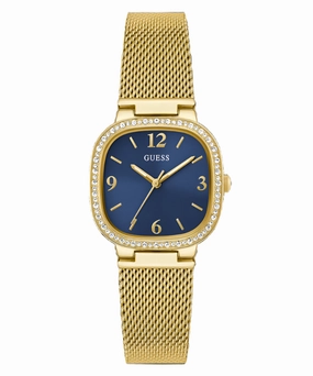 Guess Tapestry Blue Dial Gold Stainless Steel Watch GW0354L6