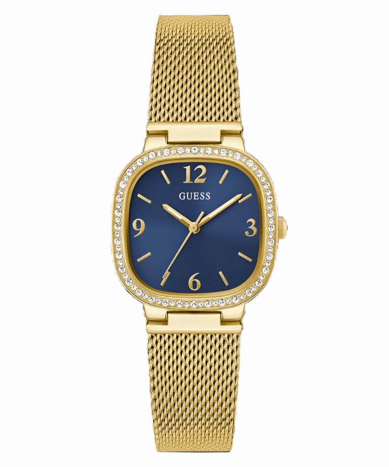Guess Tapestry Blue Dial Gold Stainless Steel Watch GW0354L6