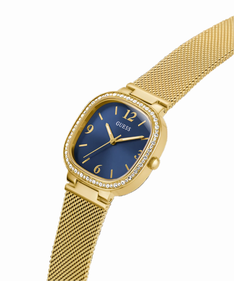 Guess Tapestry Blue Dial Gold Stainless Steel Watch GW0354L6