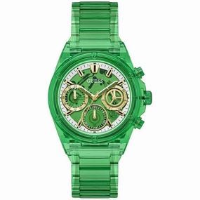Guess Women's Watch - Classic Quartz Day-Date Green Dial Plastic Strap | GW0650L3