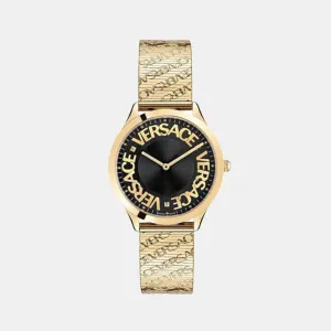 Halo Women Quartz Black Dial Analog Stainless Steel Watch VE2O00522