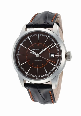 Hamilton American Classic Railroad Automatic Steel Black Dial Black Leather Strap Mens Watch H40555731