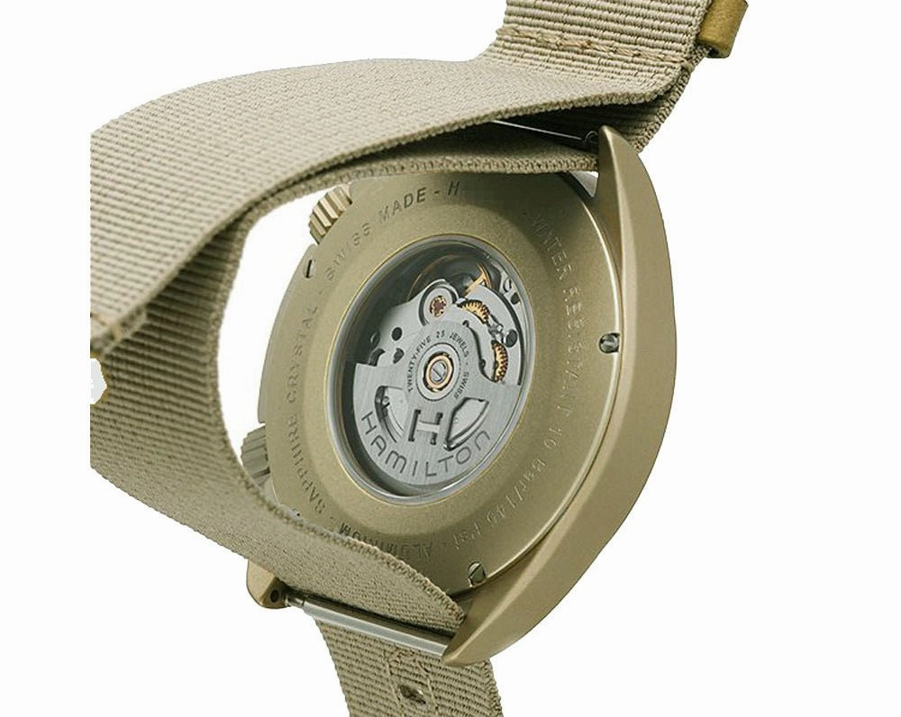 Hamilton Khaki Aviation Pilot Pioneer Automatic Aluminum Beige Canvas Strap Mens Watch Date H80435895