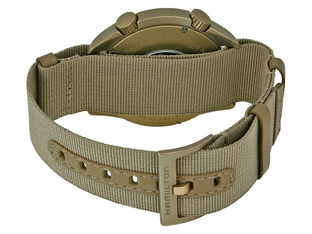 Hamilton Khaki Aviation Pilot Pioneer Automatic Aluminum Beige Canvas Strap Mens Watch Date H80435895