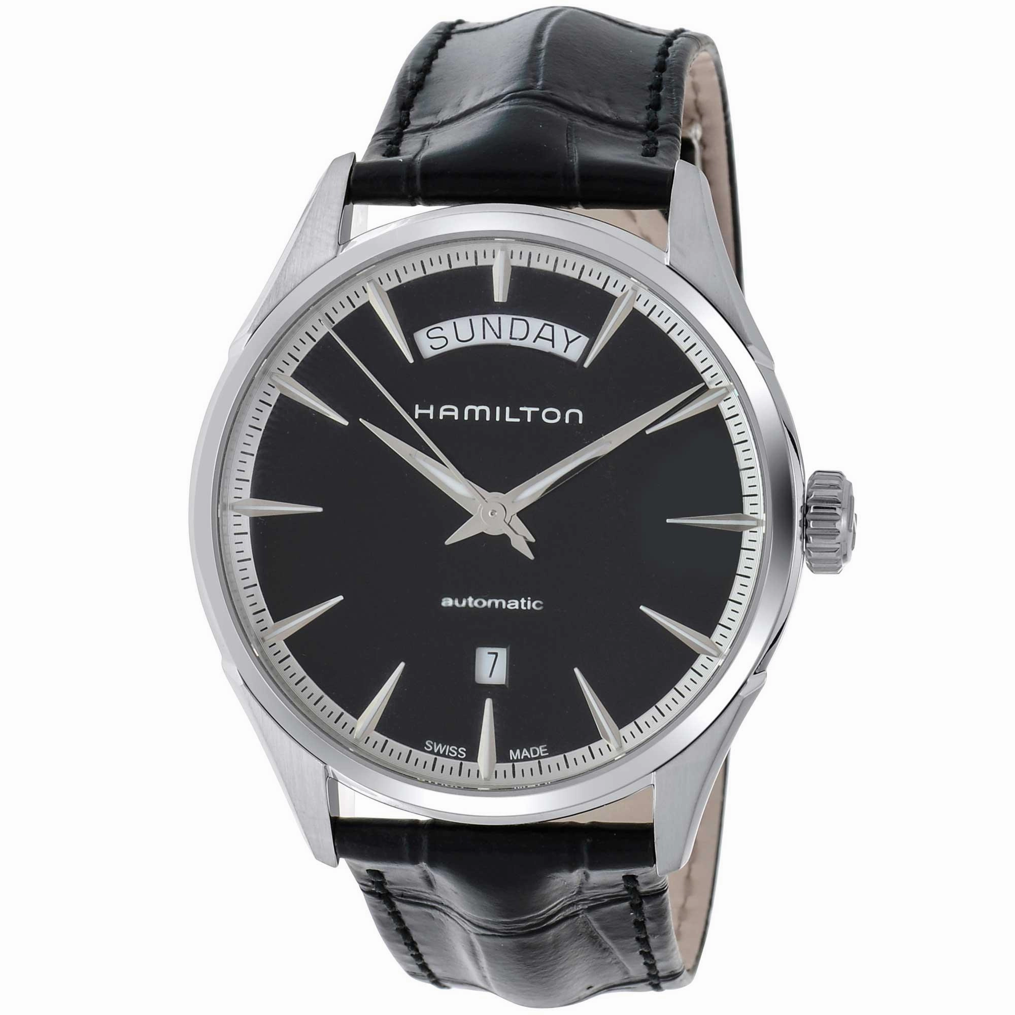 Hamilton Men's Watch - Jazzmaster Automatic Day Date Display Black Strap | H42565731