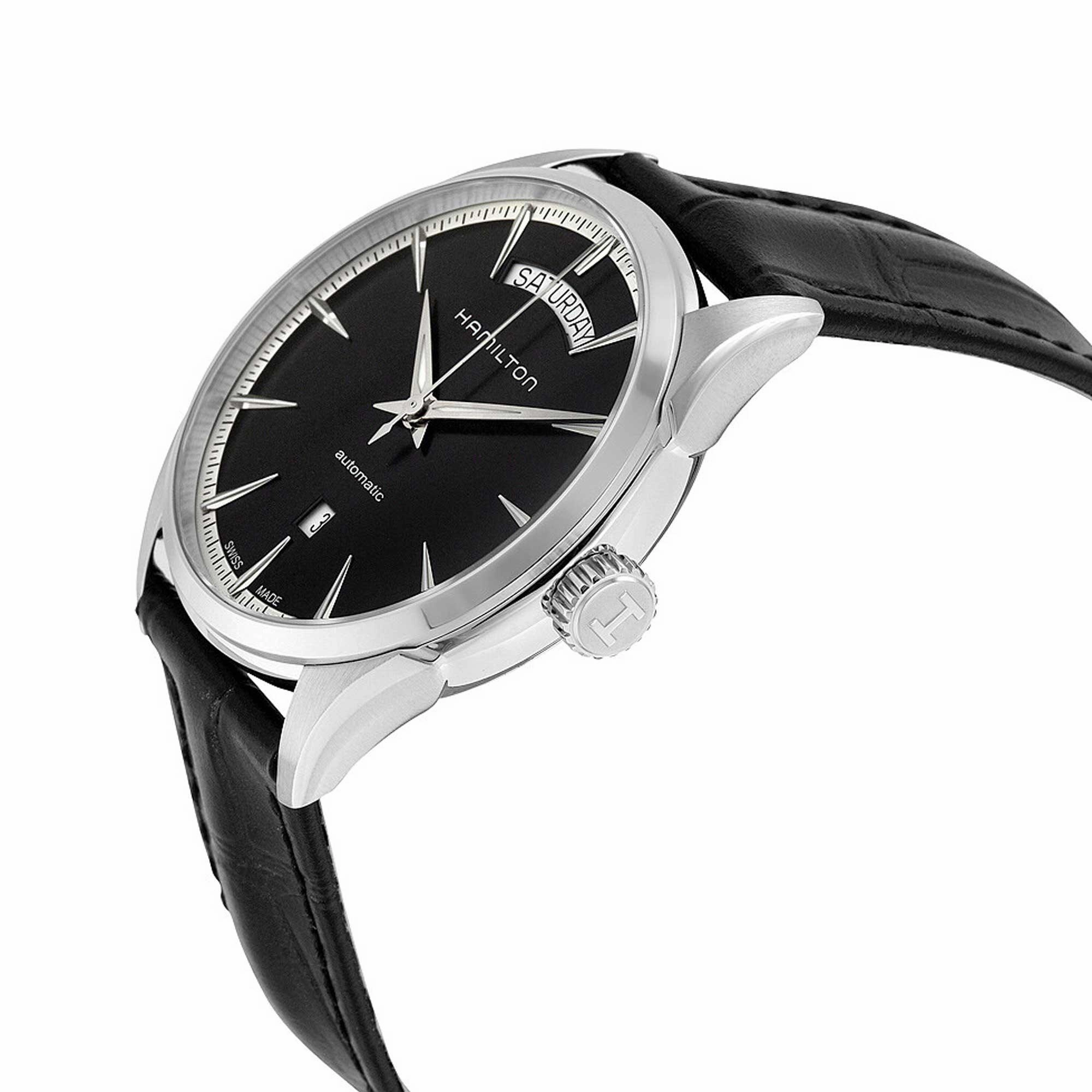 Hamilton Men's Watch - Jazzmaster Automatic Day Date Display Black Strap | H42565731
