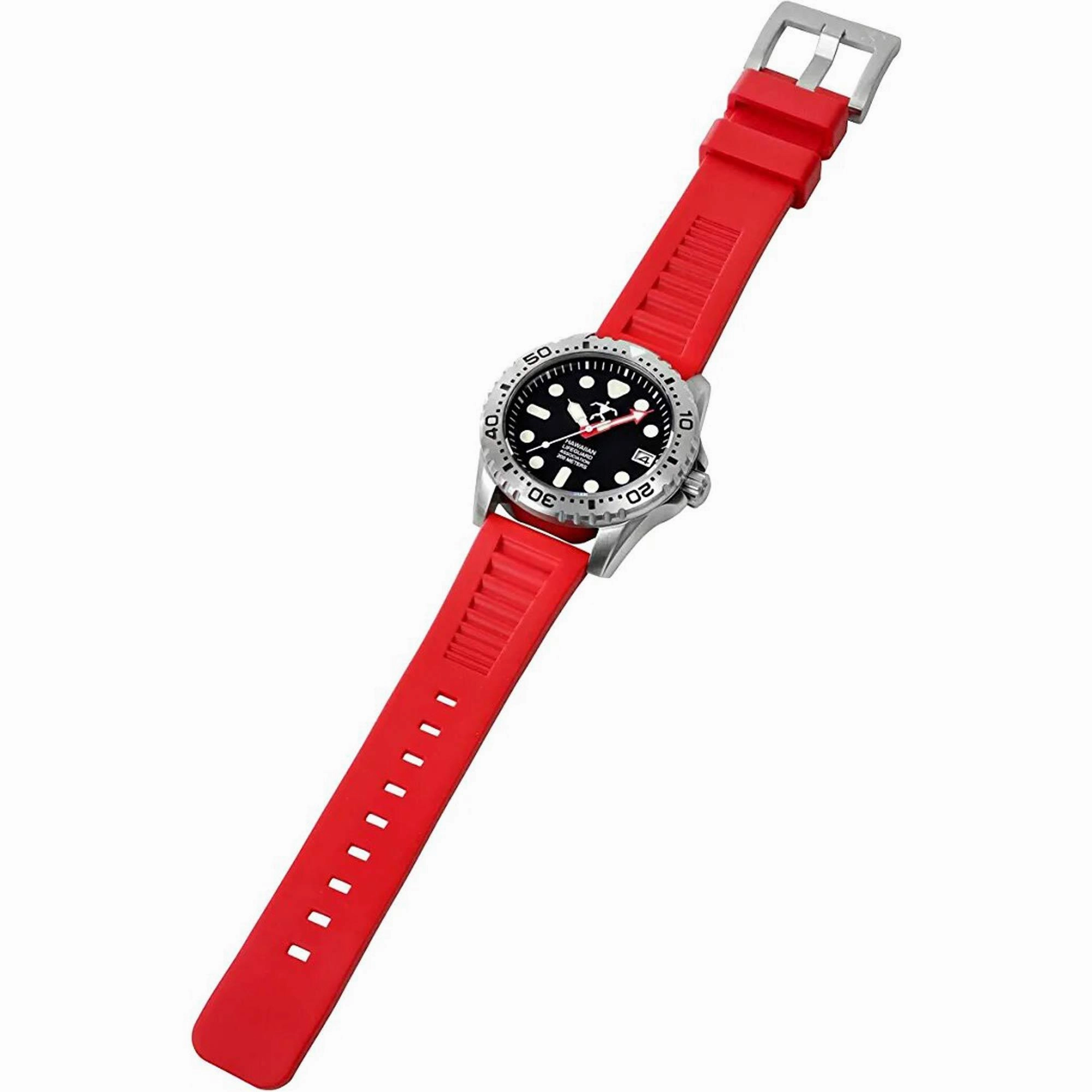 Hawaiian Lifeguard Association Men's Watch - Date Rotating Bezel Red Strap | HLA 5410
