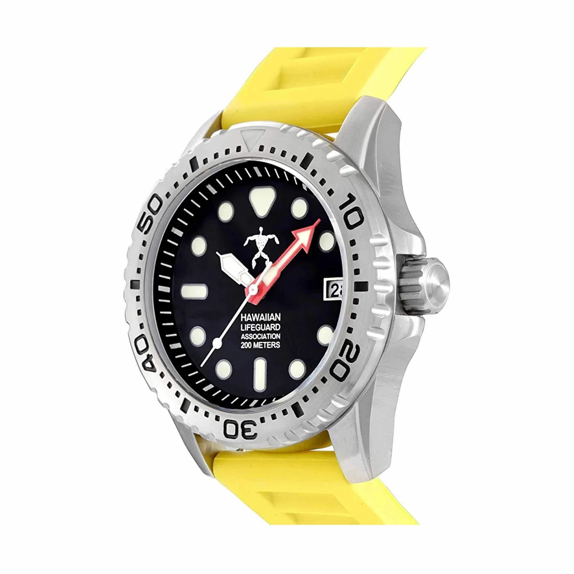 Hawaiian Lifeguard Association Men's Watch - Rotating Bezel Yellow Strap | HLA 5403