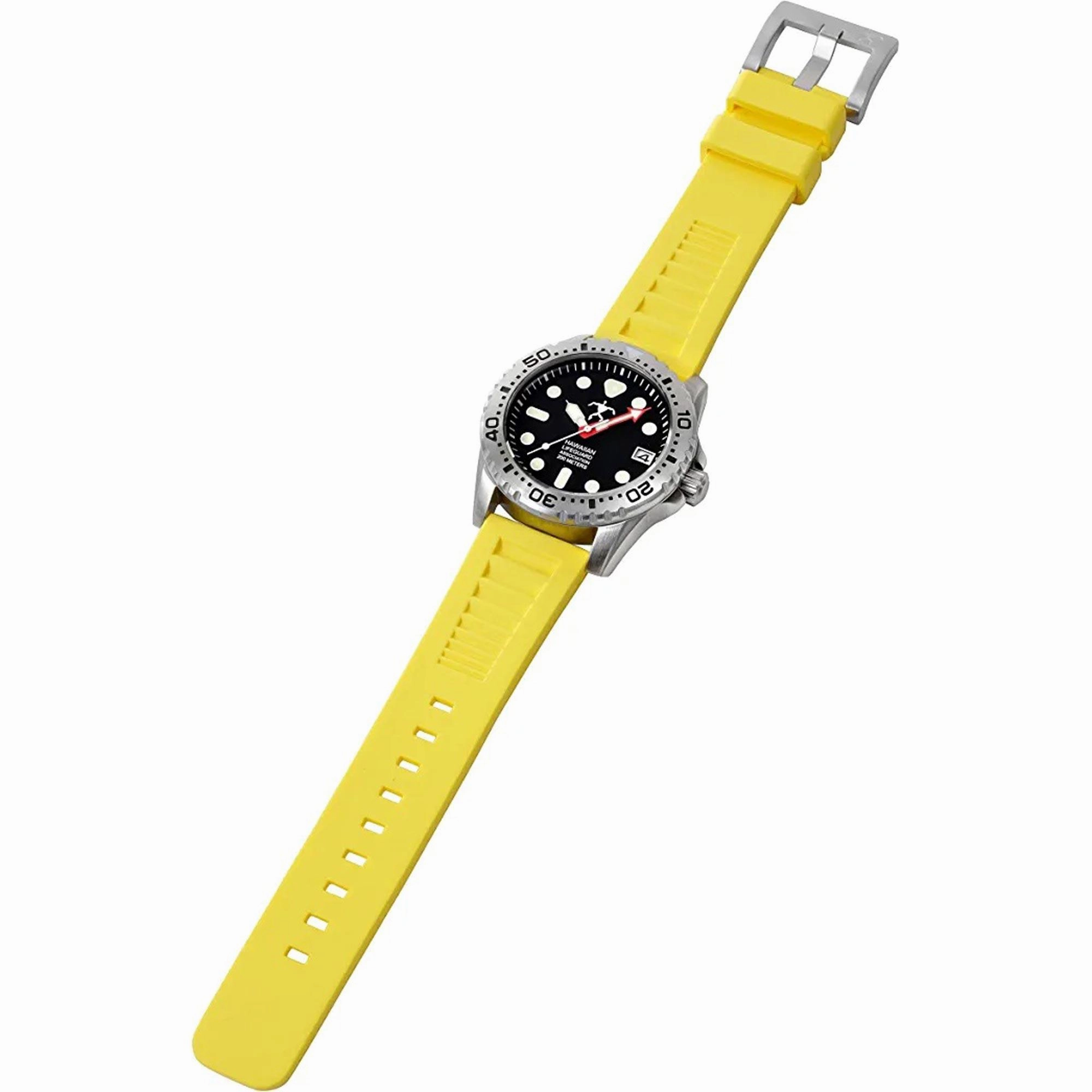 Hawaiian Lifeguard Association Men's Watch - Rotating Bezel Yellow Strap | HLA 5403