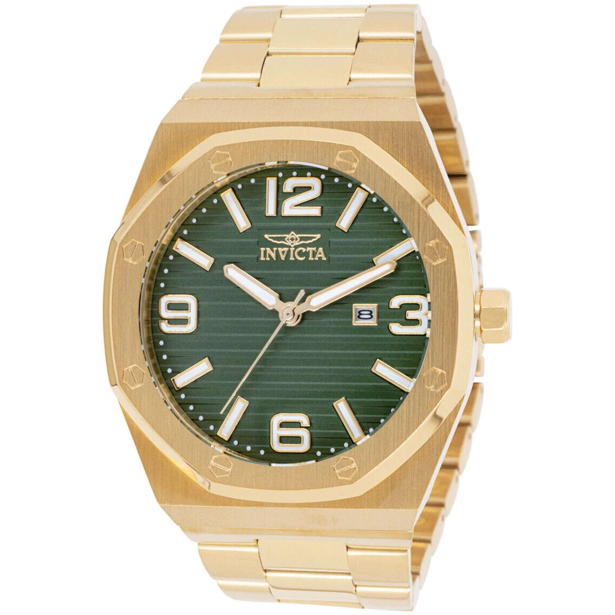Invicta Men's Watch - Huracan Quartz Green Dial Yellow Gold Bracelet | 45784