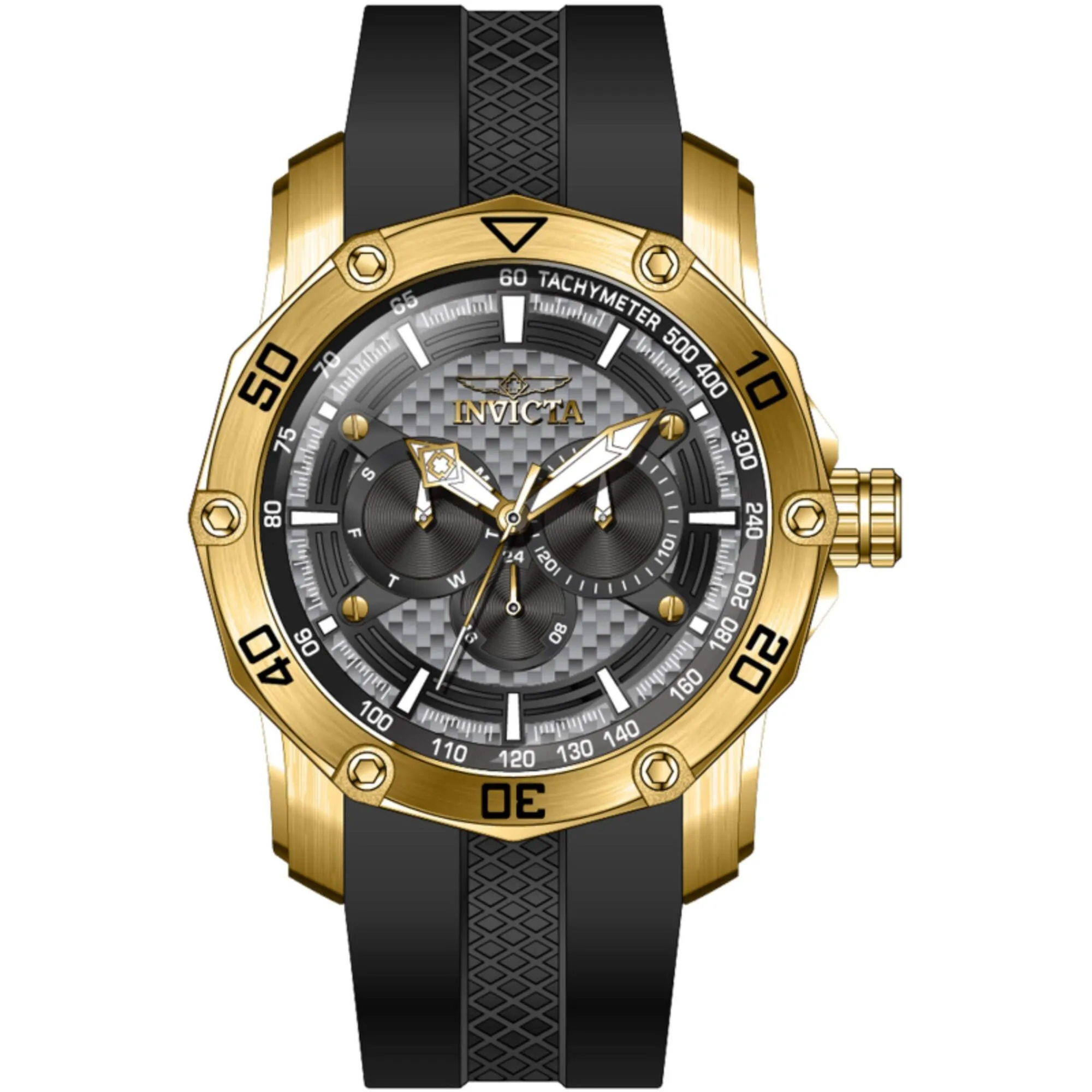 Invicta Men's Watch - Pro Diver Grey and Black Dial Quartz Silicone Strap | 45744
