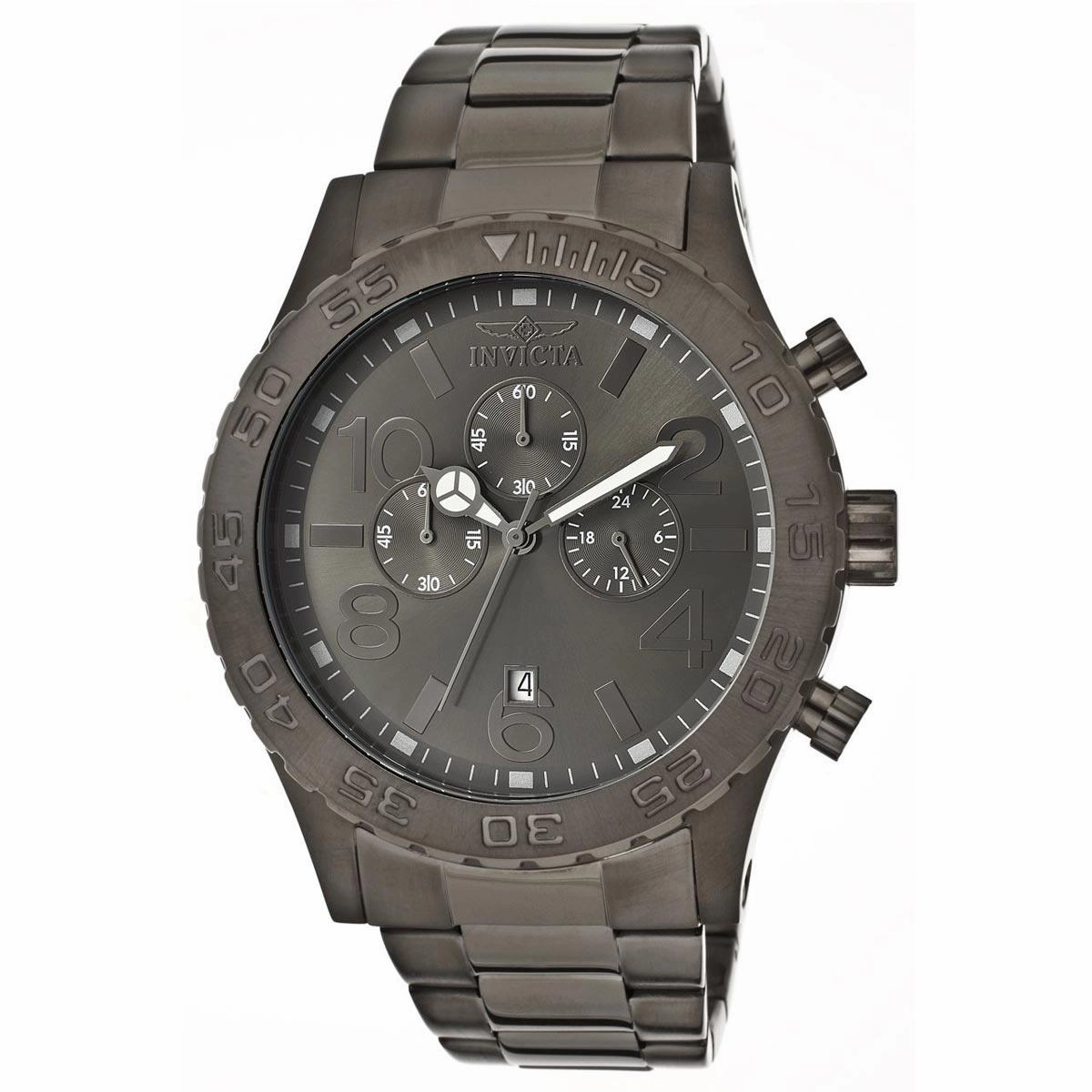 Invicta 1272 Men's Black Ion Plated Stainless Steel Black Dial Chronograph Watch