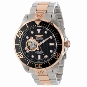 Invicta 13708 Men's Grand Diver Black Dial Two Tone Rose Gold Plated Steel Bracelet Automatic Dive Watch