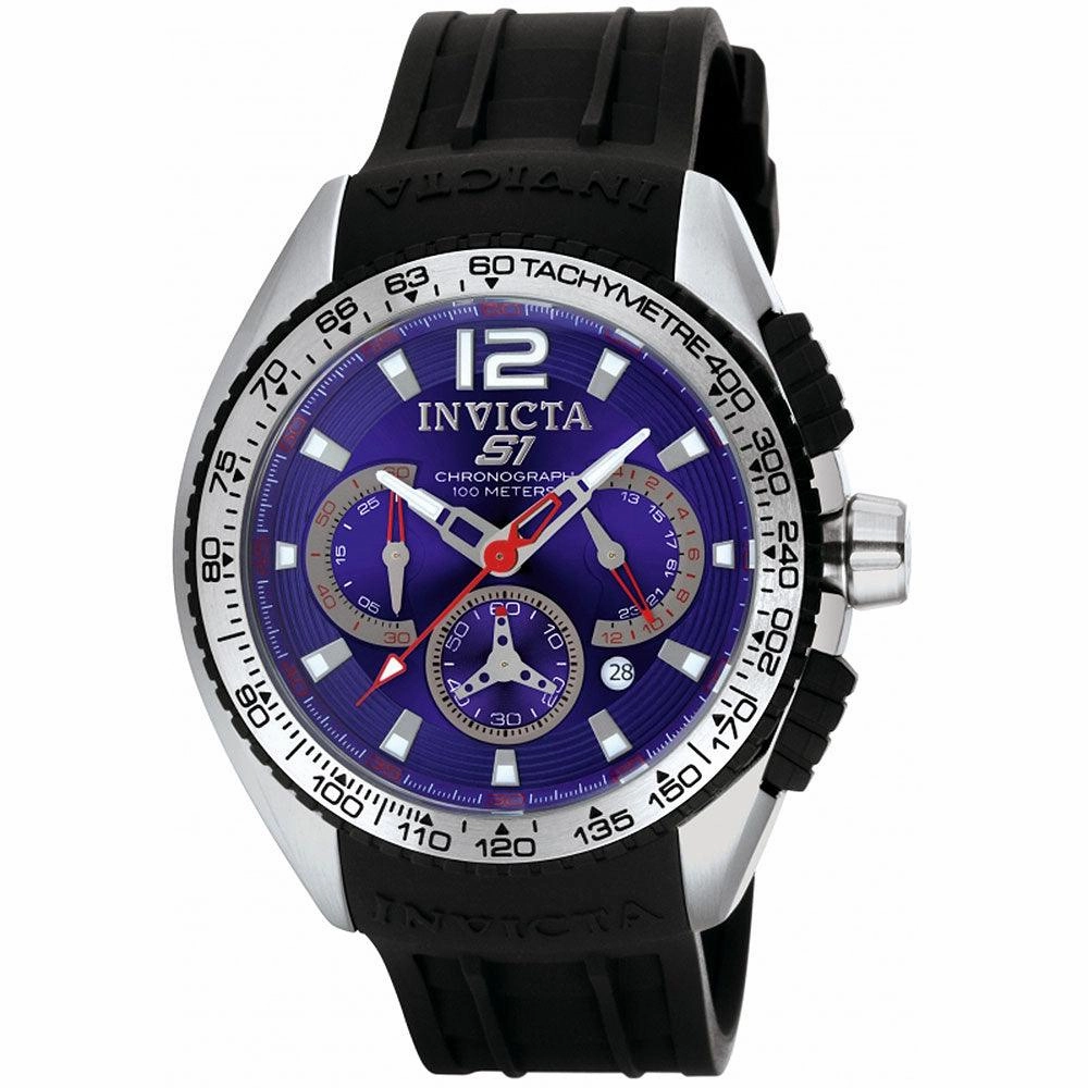 Invicta 1451 Men's Chronograph Blue Dial Rubber Strap Watch
