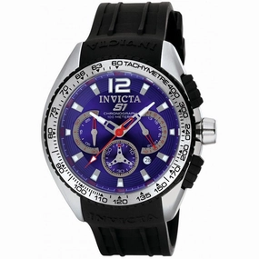Invicta 1451 Men's Chronograph Blue Dial Rubber Strap Watch