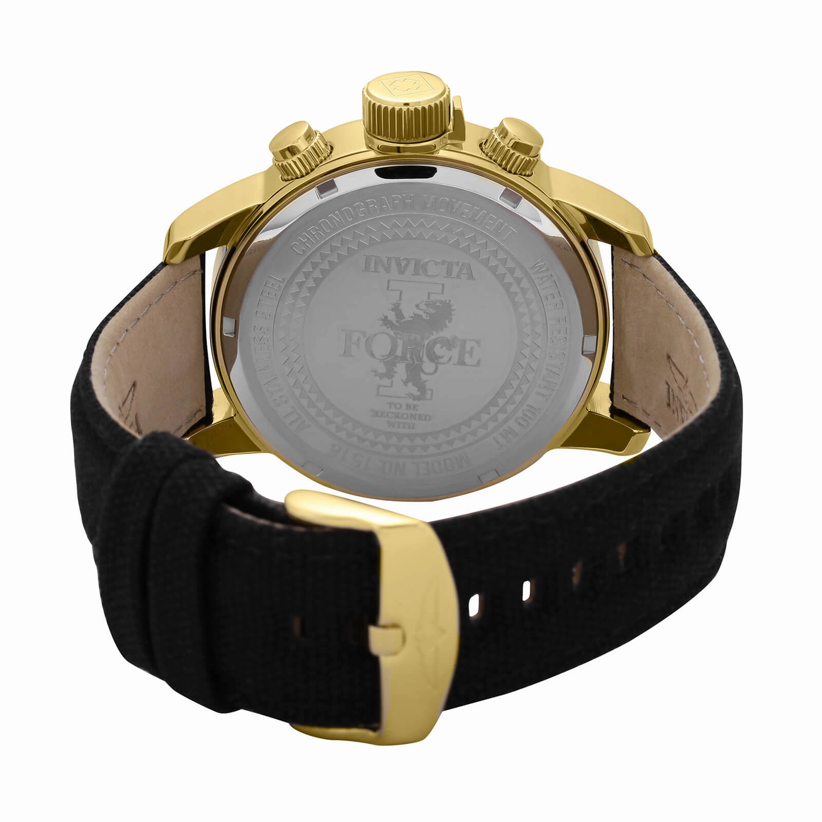 Invicta 1516 Men's Gold Blue Dial 1/10 Second Lefty Chronograph
