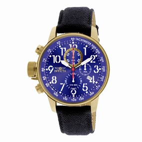 Invicta 1516 Men's Gold Blue Dial 1/10 Second Lefty Chronograph