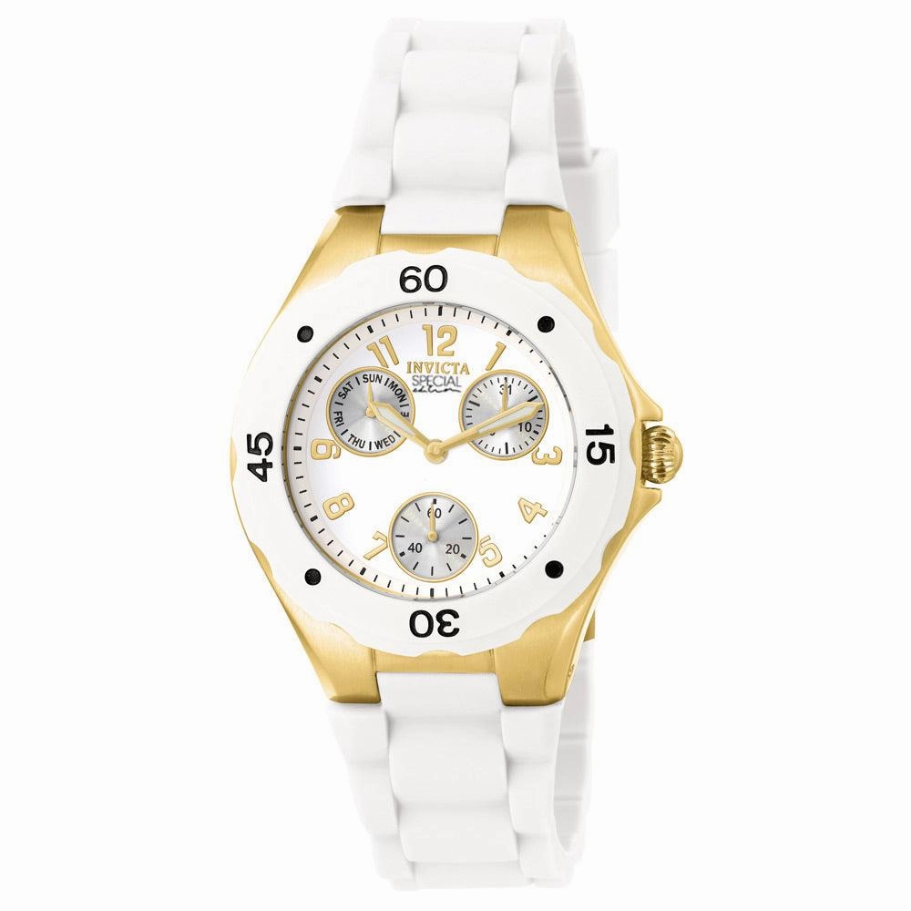 Invicta 18796 Women's Angel Quartz White Dial White Silicone Strap Watch