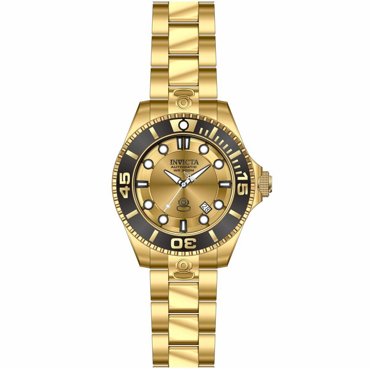 Invicta 19807 Men's Pro Diver Automatic Dive Gold Tone Dial Yellow Gold Steel Watch
