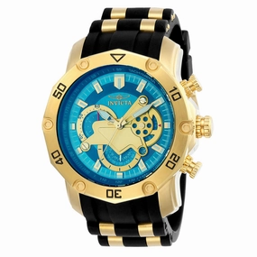 Invicta 23426 Men's Pro Diver Chronograph Blue & Gold Dial Steel & Silicone Strap Watch