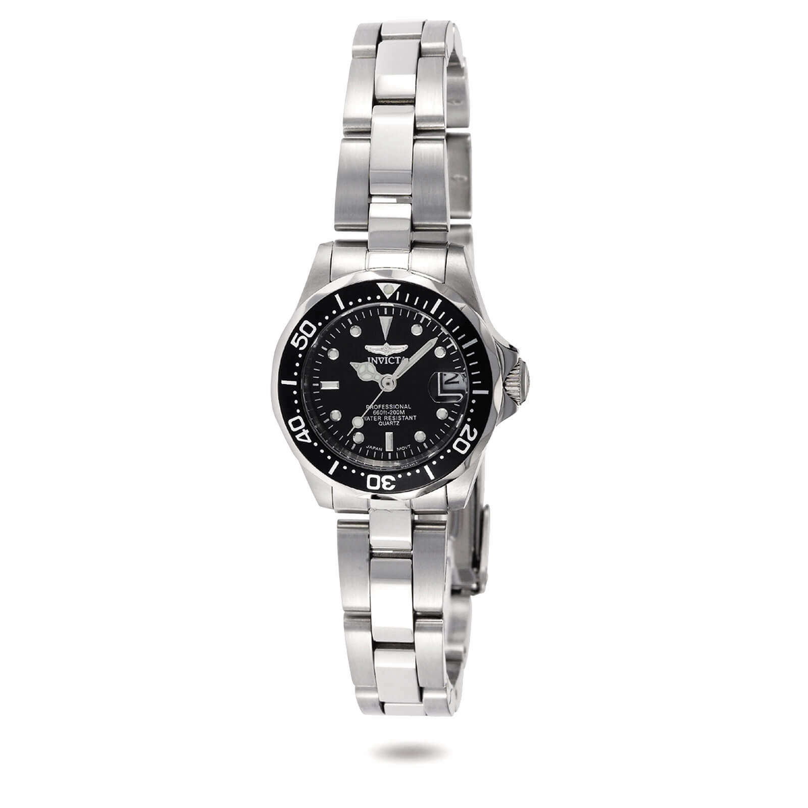 Invicta 8939 Women's Stainless Steel Bracelet Quartz Pro Diver Black Dial Date Watch