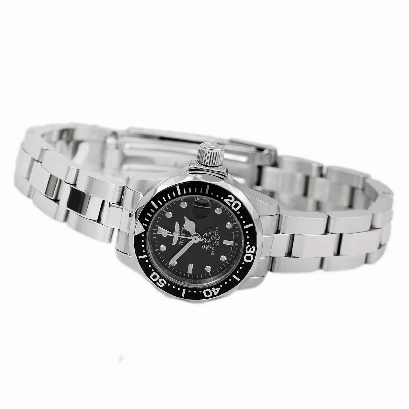 Invicta 8939 Women's Stainless Steel Bracelet Quartz Pro Diver Black Dial Date Watch