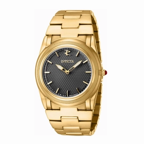 Invicta Boy's Quartz Watch - Reserve Slim Black Dial Yellow Gold Bracelet | 41057