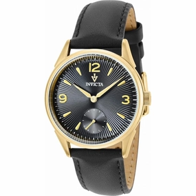 Invicta Boy's Watch - Vintage Japanese Quartz Black Dial Genuine Leather Strap | 37078