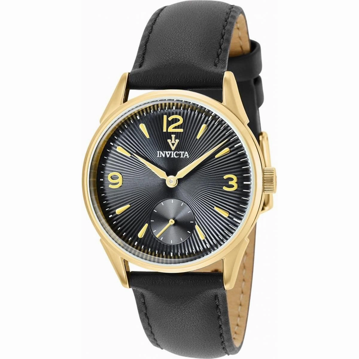 Invicta Boy's Watch - Vintage Japanese Quartz Black Dial Genuine Leather Strap | 37078
