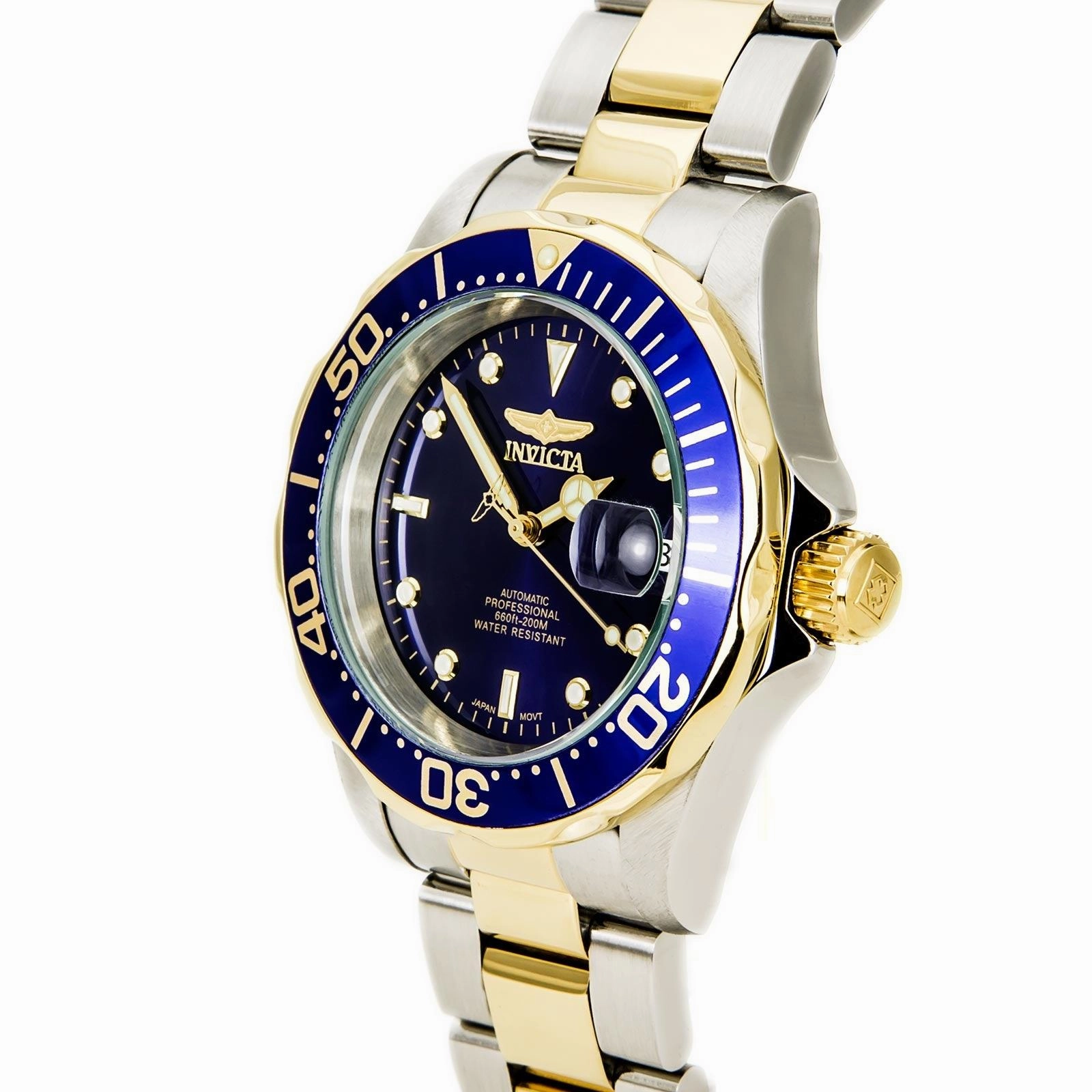 Invicta Men's Automatic Two Tone Bracelet Watch - Pro Diver Blue Dial Date | 8928