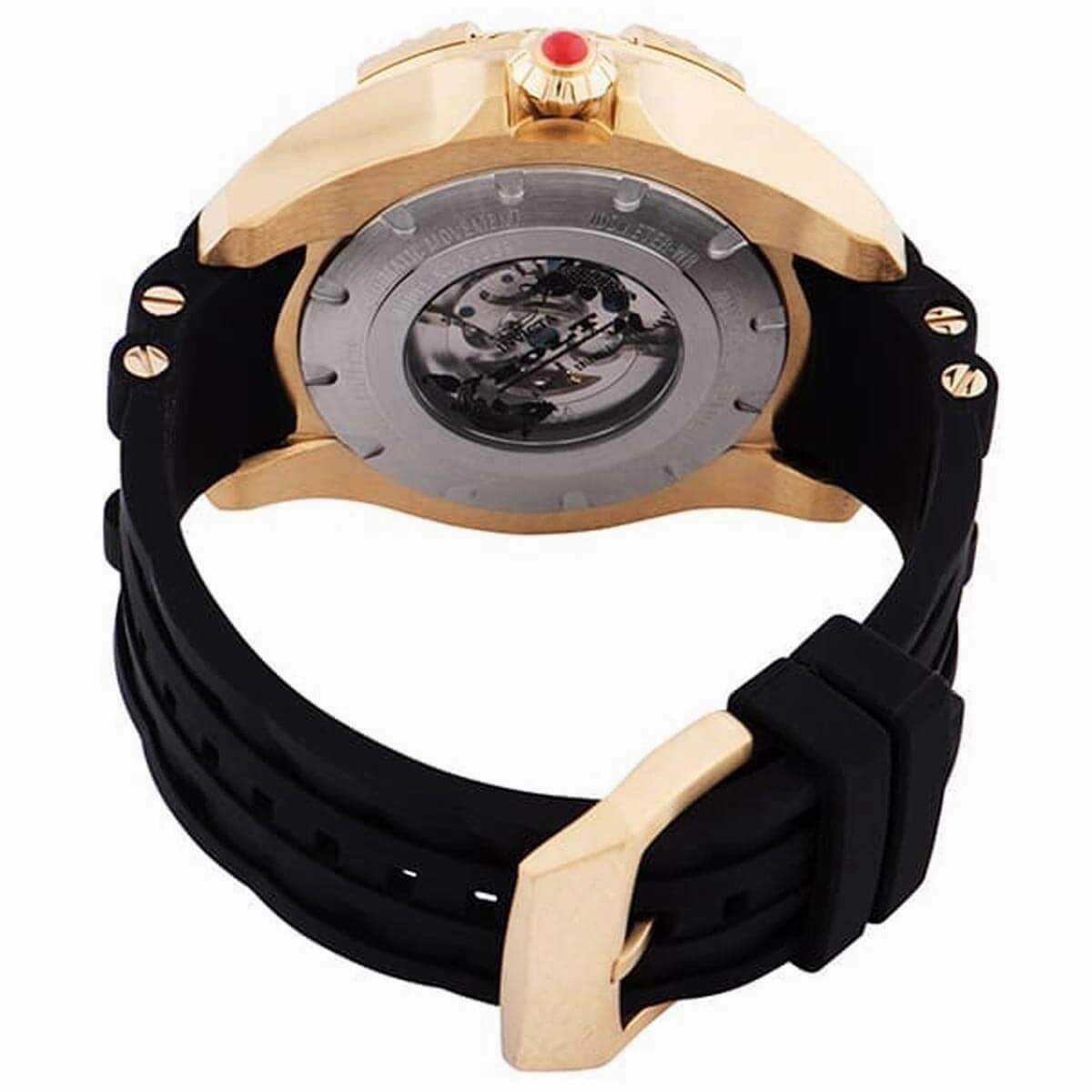 Invicta Men's Automatic Watch - Bolt Semi Skeleton Dial Black Rubber Strap | 32339