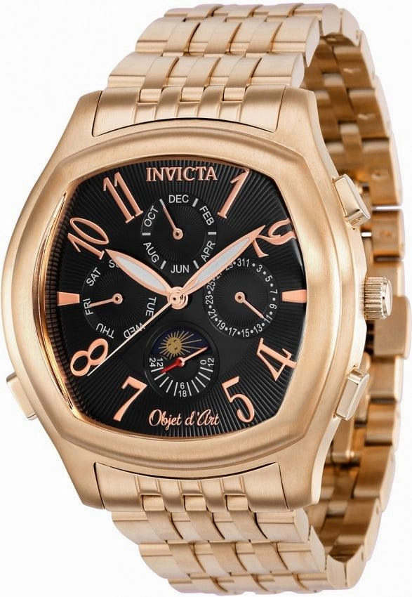 Invicta Men's Automatic Watch - Objet D Art Black Dial Rose Gold Bracelet | 37658