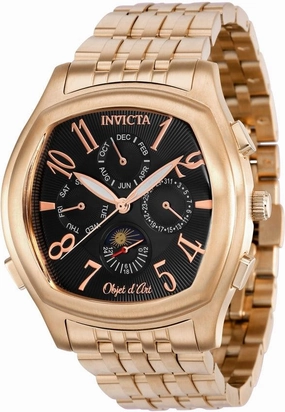 Invicta Men's Automatic Watch - Objet D Art Black Dial Rose Gold Bracelet | 37658
