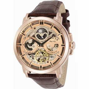 Invicta Men's Automatic Watch - Objet D Art Skeleton Dial Brown Strap | 32299
