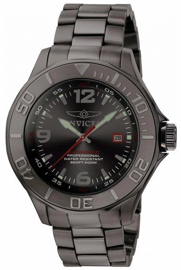 Invicta Men's Automatic Watch - Pro Diver Date Black Dial Gunmetal Bracelet | 0422