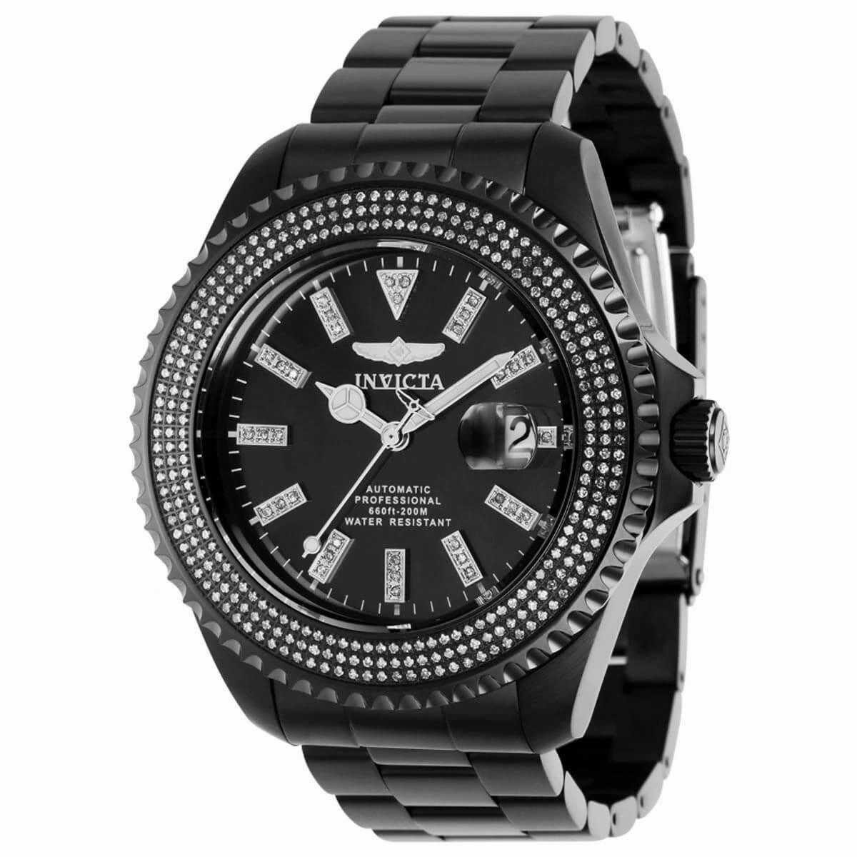 Invicta Men's Automatic Watch - Pro Diver Diamond Black Dial Bracelet | 38857