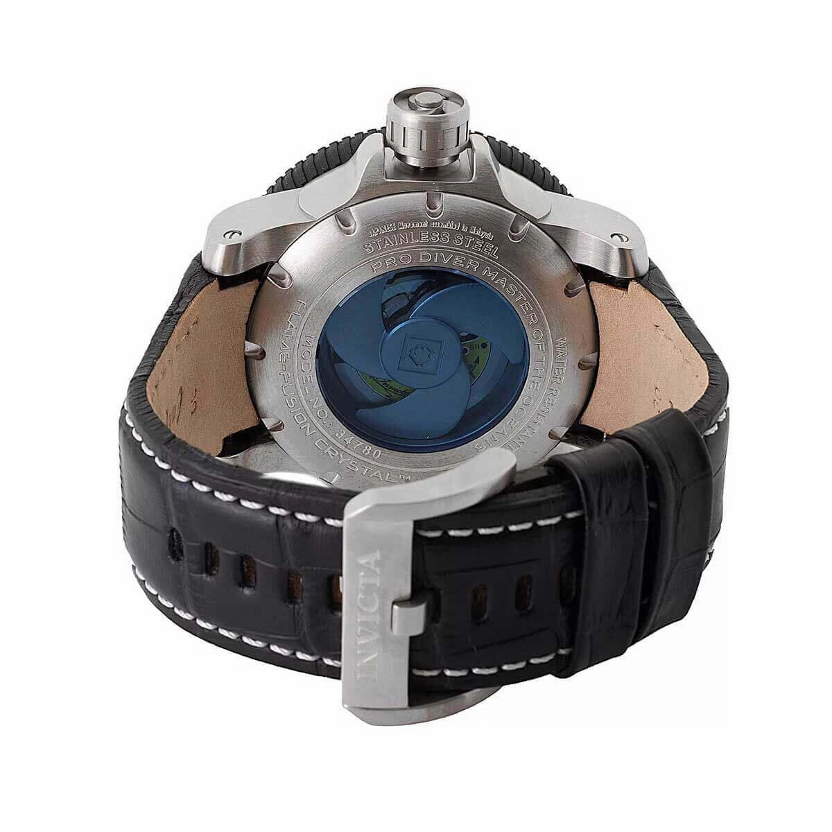 Invicta Men's Automatic Watch - Sea Hunter Black and Red Dial Leather Strap | 34780
