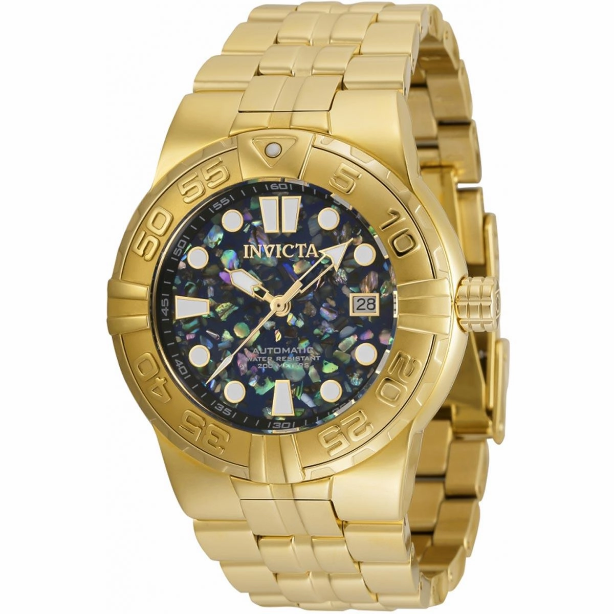 Invicta Men's Automatic Watch - Subaqua Date Yellow Gold Steel Bracelet Dive | 35768