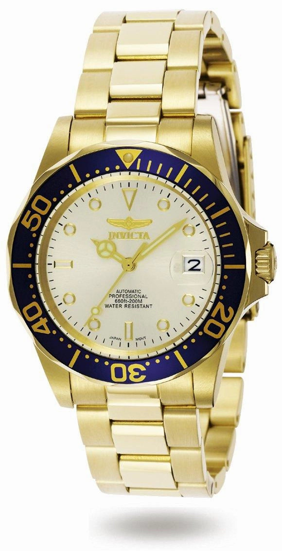 Invicta Men's Automatic Yellow Gold Steel Watch - Pro Diver Champagne Dial | 9743