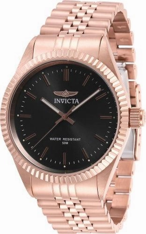 Invicta Men's Bracelet Watch - Specialty Quartz Charcoal Dial Rose Gold Steel | 29389