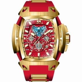 Invicta Men's Chrono Watch - Marvel Ironman Red and Gold Dial Silicone Strap | 37611