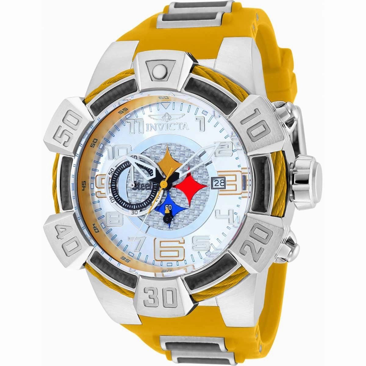 Invicta Men's Chrono Watch - NFL Pittsburgh Steelers Gunmetal and Yellow Strap | 35777